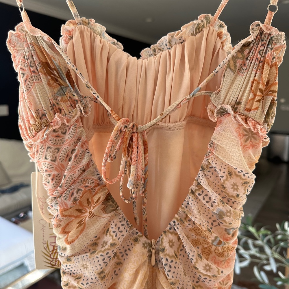 Beach Bunny Peach Floral Mini Dress
